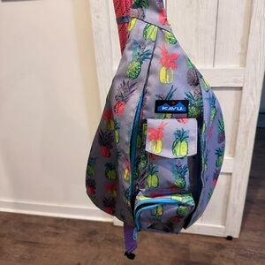 Kavu Purple and Green Backpack with Vibrant Pattern